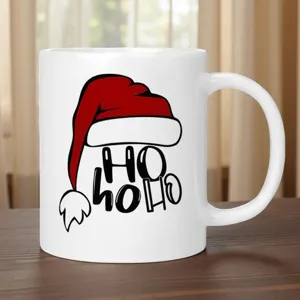 Weihnachts Kaffeebecher Keramik Tasse Weihnachtsmann Mütze Heißgetränk Becher festlich Deko