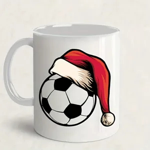 Weihnachten Fußball Keramiktasse mit süßem Motiv für heiße und kalte Getränke als Geschenk.