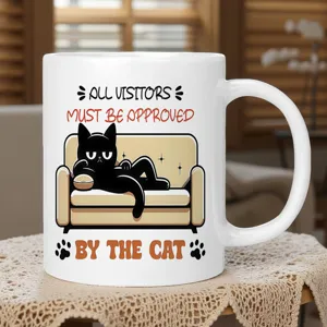Lustige schwarze Katze Keramik Kaffeetasse mit niedlichem Design, perfektes Geschenk für Tierfreunde.