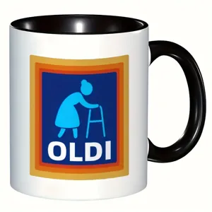 Tasse a cafe en ceramique drole avec design parodie oldi, cadeau parfait grand-pere.