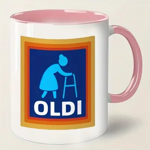 Tasse en céramique amusante avec poignée rose, cadeau parfait pour papa ou grand-père.