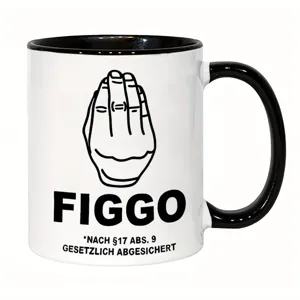 Modern minimalist ceramic mug with unique gesture pattern and bold text design for daily use