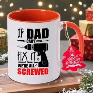 Humorous Dad Repair Tools Bone China Coffee Mug Festive Color Block Ceramic Tea Cup Creative Christmas Father Day Gift Mug
