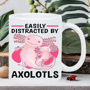 Χαριτωμένη κεραμική κούπα καφέ axolotl με αστείο απόσπασμα, ιδανική για δώρο.