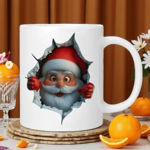Simpatica tazza da caffè in ceramica con Babbo Natale 3D design tazza da latte natalizia