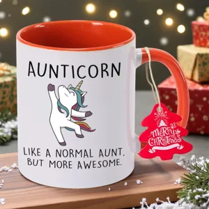 Lustige Keramik Kaffeetasse mit Einhorn Design, perfektes persönliches Geschenk für Tante.