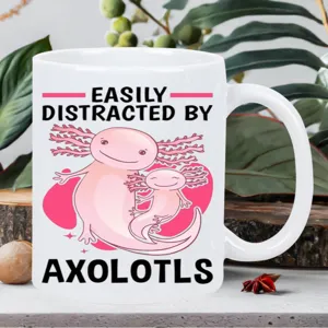 Χαριτωμένη κεραμική κούπα καφέ axolotl με αστείο σχέδιο, τέλειο δώρο για λάτρεις των ζώων.