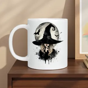 Gotische Hexennacht Keramik Tasse mit Fledermaus Design, ideal für Halloween Partygeschenke und Kaffee.