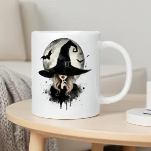 Gothic Hexe Nacht Knochenporzellan Becher Halloween Vollmond Fledermaus Kaffeetasse Festival Party Geschenk
