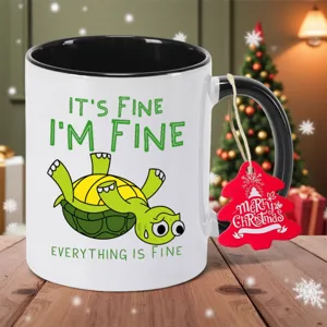 Witzige Schildkröten Keramik Kaffeetasse, schwarze Neuheit Tasse für tolle Geschenke im Alltag.