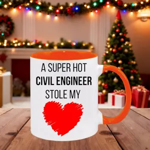 Keramik Kaffeetasse mit lustigem Zitat für Bauingenieure und Herz, tolles Weihnachtsgeschenk.