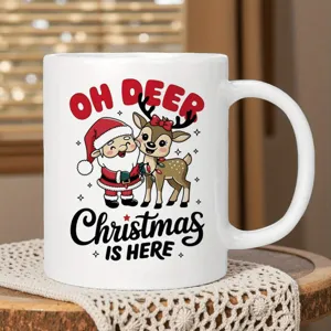 Christmas Bone China Coffee Mug Santa Claus Elk Pattern Printed Heat Resistant Ceramic Water Cup Holiday Gift Table Decoration