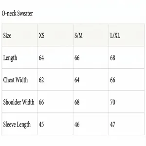 Size chart for women men crewneck sweater sweatshirt, detailed measurements for length and sleeves.