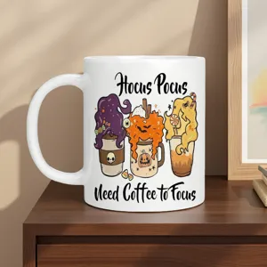 Tazza da caffè in ceramica di Halloween con grafica spettrale, perfetto regalo festivo.