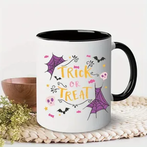 Halloween ceramic coffee mug cute close-up view detail holiday gift office home use white cup