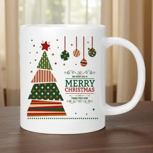 Weihnachtsbaum Knochenporzellan Keramikbecher Festliches Feiertagsgeschenk Kaffee Teetasse Mit Griff Weiß Schwarz Becher Für Büro Zuhause