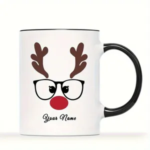 Moderne Beenderporselein Kerstrendier Koffiemok Hittebestendig Cilindrisch Cartoon Bril Grafische Drinken Thee Melk Water Cup Vakantie Cadeaus Kantoor Thuis Servies