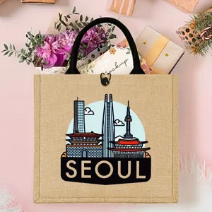 Sac cabas en jute grand style Séoul durable haute qualité pour shopping et voyage handbag