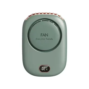 Ventilateur de Cou Portable Rechargeable USB Mini Ventilateur avec Affichage Numérique LED Silencieux Mains Libres 3 Vitesses pour Bureau Extérieur Voyage