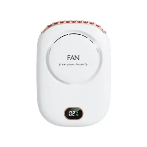 Ventilateur de cou portable USB rechargeable mini mains libres avec affichage Blanc SKU vue