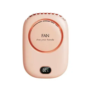 Ventilateur de cou portable USB rechargeable mini ventilateur mains libres avec ecran rose