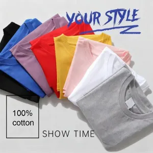 Multicolor cotton short sleeve t-shirt casual basic solid top for men and women wear