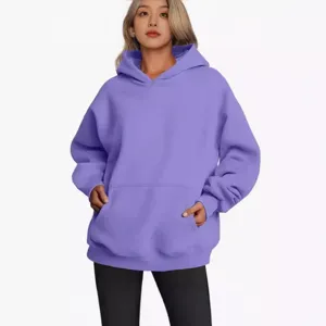 Women's casual loose hooded sweatshirt with front pocket, comfortable spring autumn pullover top.