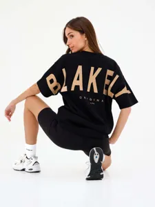 T-shirt oversize a maniche corte con stampa grafica da donna, stile streetwear.
