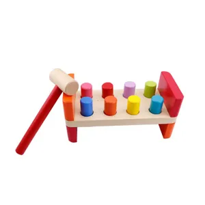 Wooden Hammering Bench Montessori Educational Toy For Kids Early Learning Peg Pounder Toy With Wooden Mallet Gift