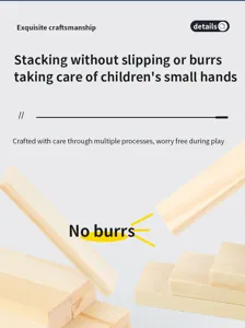 Natural wooden building blocks toys for kids toddlers safe smooth stackable play educational.