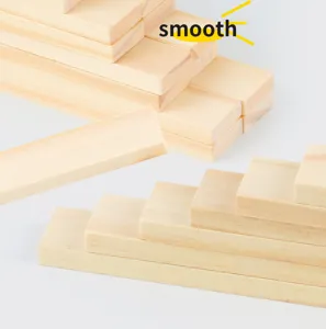 Wooden building blocks planks set, natural wood smooth surface for kids creative construction.