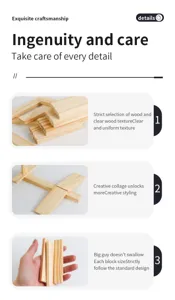 Natural wooden building blocks set, smooth surface, perfect for kids kindergarten construction.