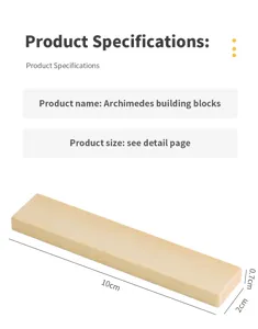 Archimedes wooden building blocks detail view, natural wood block toy for kids construction 10cm