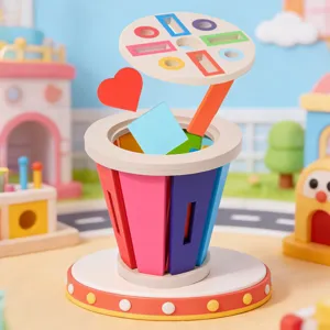 Wooden shape sorter toy color matching puzzle box for kids toddler early education