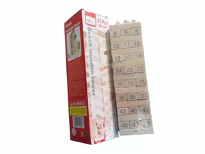 Holz Stapelturm Spiel 51 Stück Bausteine Lernspielzeug für Kinder Zahlen lernen