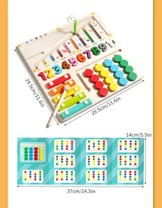 Set di giocattoli educativi in legno multifunzione con labirinto, numeri e xilofono.
