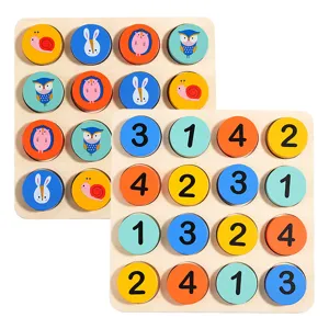 Wooden Sudoku Game Board Children Educational Toy Logic Thinking Math Enlightenment Toy With Animal Number Pieces Gift Box