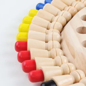 Wooden memory chess game set, colorful pegs and board for kids early education and brain training.
