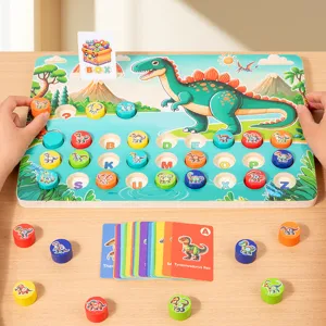 Wooden dinosaur alphabet matching puzzle toy set for kids early education and learning.