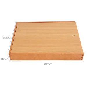 Wooden Montessori stamp game box, beech math early education toy, size 28.8x21.6x3.5cm.