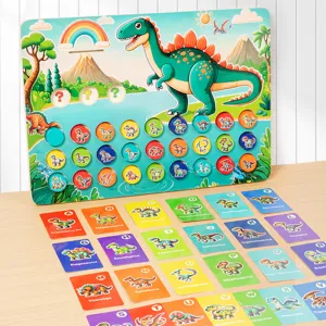Wooden dinosaur alphabet matching board puzzle set for kids early educational learning toys