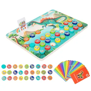 Kids dinosaur alphabet matching wooden toy early educational learning puzzle set for toddlers