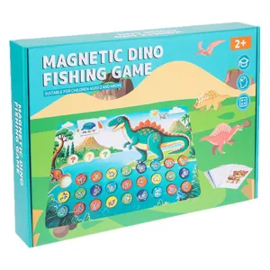 Magnetic dino fishing game educational toy for kids toddler alphabet matching learning.