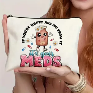 Leinwand Make-up-Tasche mit lustigem medizinischem Motiv und Reißverschluss für den Alltag.