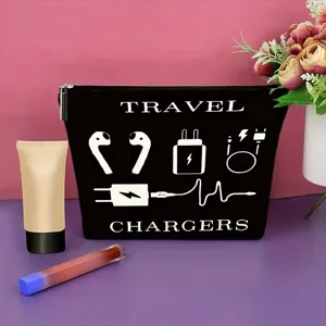 Schwarze Reise Make-up Tasche mit Reißverschluss, tragbare Kosmetiktasche für Zubehör.
