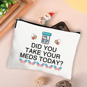 Leinwand Make-up Tasche mit witzigem Zitat Aufdruck, tragbare Reißverschluss Aufbewahrung.