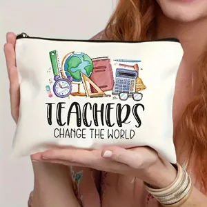 Lehrer Kosmetiktasche Leinwand Make-up Beutel Reißverschluss Federmäppchen Geschenk