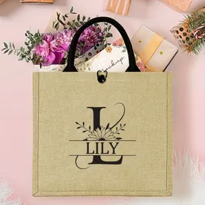Personalisierte Jute Tasche Personalisierter Name Strandtasche Geschenk Beutel Shopper