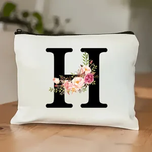 Personalisierte Buchstaben H Leinwand Kosmetiktasche Reißverschluss Make-up Aufbewahrungstasche.