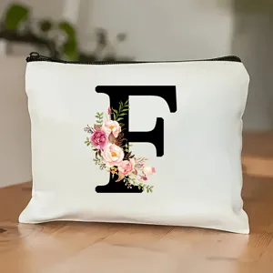 Blumen Buchstabe Kosmetiktasche mit Reissverschluss, personalisierte Make-up Tasche Alltag.